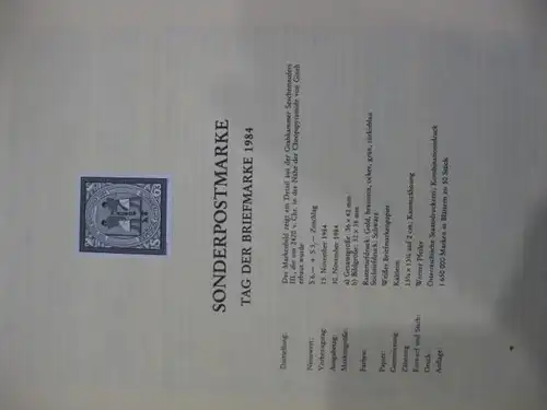 Österreich Amtlicher Schwarzdruck SD der Post: Tag der Briefmarke 1984
