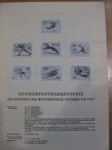 Österreich Amtlicher Schwarzdruck SD der Post: Olympische Winterspiele  1963 Innsbruck