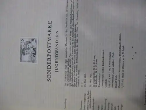 Österreich Amtlicher Schwarzdruck SD der Post: Jugendwandern