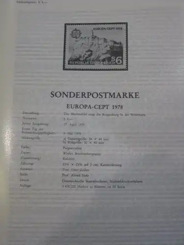 Amtliches Erläuterungsblatt ETB der POST Österreich:EUROPA-CEPT 1978