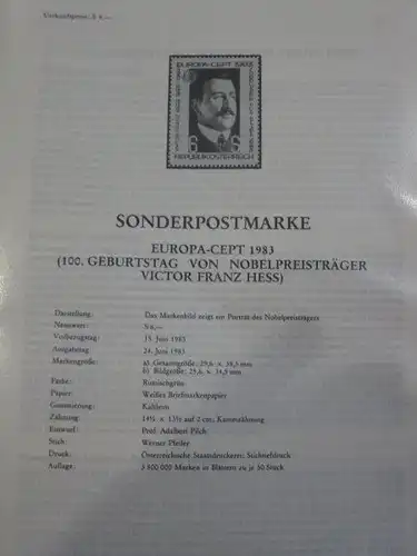 Amtliches Erläuterungsblatt ETB der POST Österreich:EUROPA-CEPT 1983