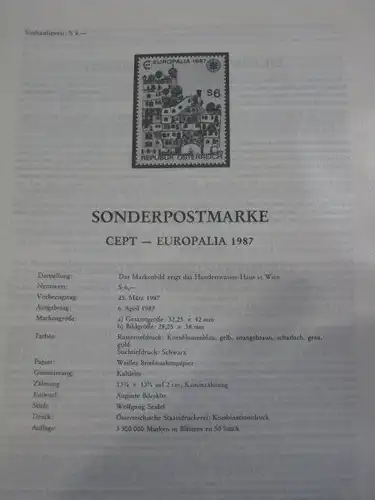 Amtliches Erläuterungsblatt ETB der POST Österreich:EUROPA-CEPT 1987
