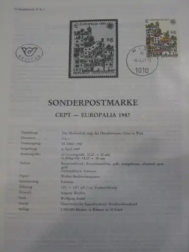 Amtliches Ersttagsblatt ETB der POST Österreich:EUROPA-CEPT-EUROPALIA 1987