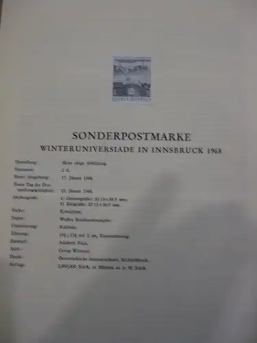 Österreich Amtlicher Schwarzdruck SD der Post: Winteruniversade Innsbruck 1968