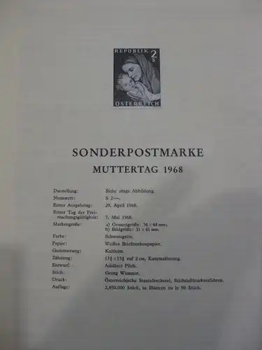Österreich Amtlicher Schwarzdruck SD der Post: Muttertag 1968