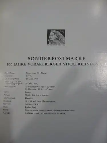 Österreich Amtlicher Schwarzdruck SD der Post: Vorarlberger Stickereiindustrie
