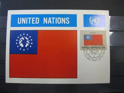MK Maximumkarte UNO New York Flaggen 1982 Burma