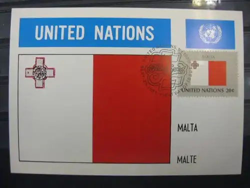 MK Maximumkarte UNO New York Flaggen 1982 Malta