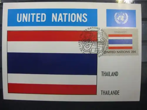 MK Maximumkarte UNO New York Flaggen 1982 Thailand
