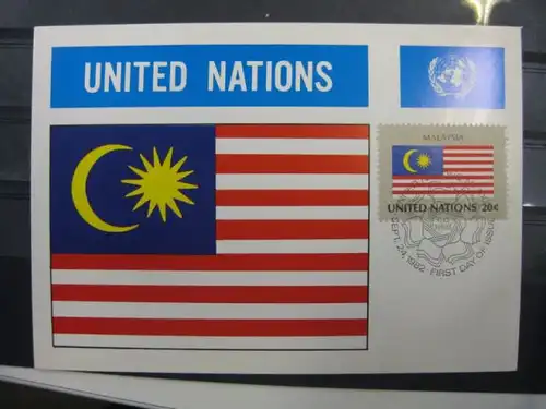 MK Maximumkarte UNO New York Flaggen 1982 Malaysia