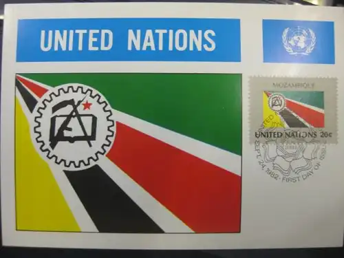 MK Maximumkarte UNO New York Flaggen 1982 Mozambique