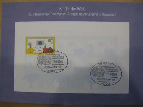 Gedenkblatt des Sammler-Service der Post zur 10. Internationale Briefmarkenausstellung der Jugend in Düsseldorf 1990