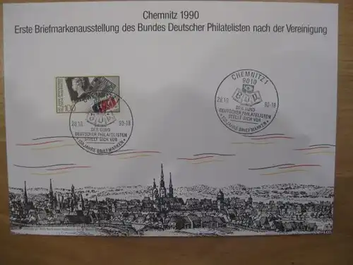 Stempelkarte, Erinnerungskarte  Briefmarkenausstellung Chemnitz 1990