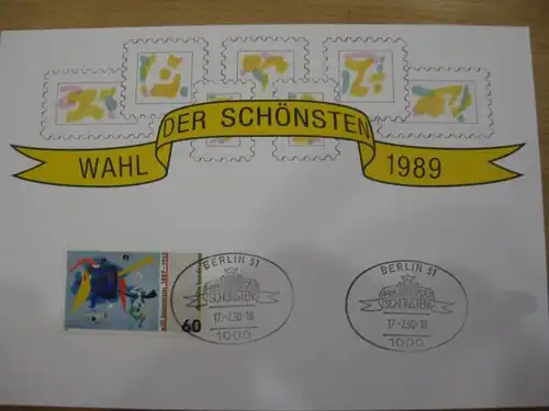 Stempelkarte, Erinnerungskarte  Wahl der Schönsten 1989