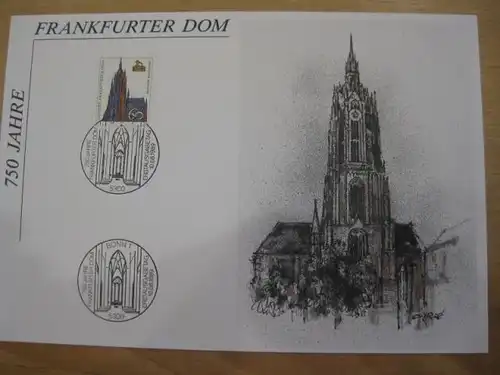 Stempelkarte, Erinnerungskarte  750 Jahre Frankfurter Dom