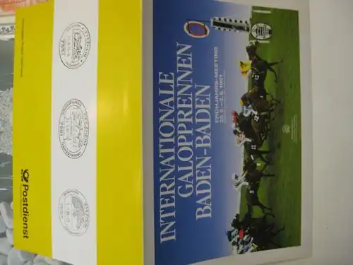 Stempelkarte, Erinnerungskarte  Internationale Galopprennen Baden-Baden 1991