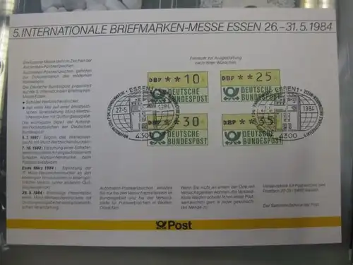 Stempelkarte, Erinnerungskarte  5. Internationale Briefmarken-Messe nEssen 1984