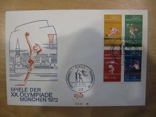 FDC XX. Olympiade München 1972 mit 4er-Block aus Markenheft