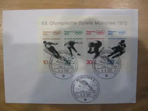 Olympia-Block 1972 auf Blanco-FDC