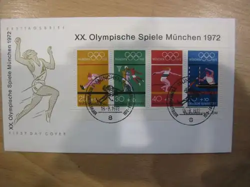 Block Olympische Spiele München 1972 auf FDC