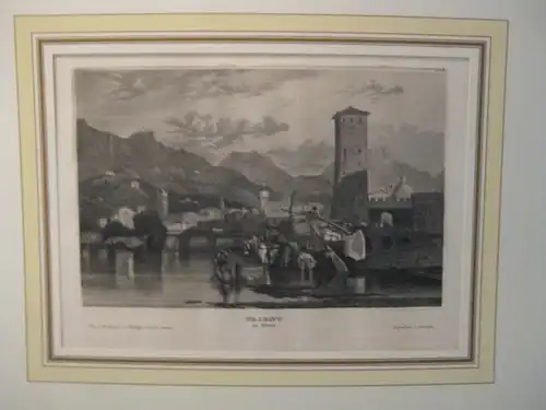 Lithografie aus der Kunstanstalt des Bibliografischen Institutes Hildburghausen: Trient Trento
