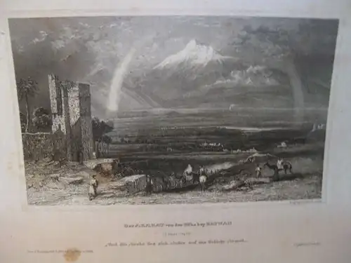 Lithografie aus der Kunstanstalt des Bibliografischen Institutes Hildburghausen: Ruinen von Thadmor (Thamar) Palmyra