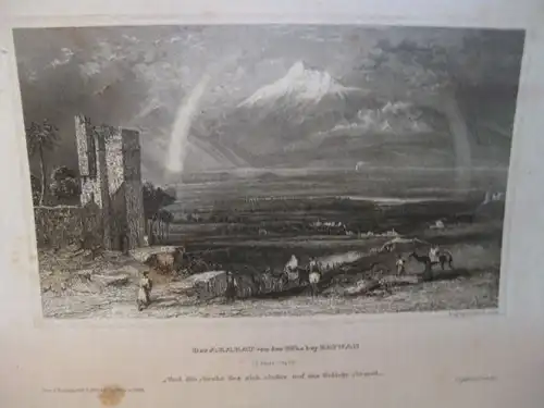 Lithografie aus der Kunstanstalt des Bibliografischen Institutes Hildburghausen:  Berg Ararat in der Höhe von Eriwan