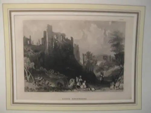 Lithografie aus der Kunstanstalt des Bibliografischen Institutes Hildburghausen:  Ruine Henneberg