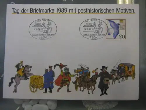 Gedenkblatt / Erinnerungsblatt / Stempelblatt / Ausstellungsblatt / Sonderblatt der Deutsche Post AG: Tag der Briefmarke 1989, Pforzheim
