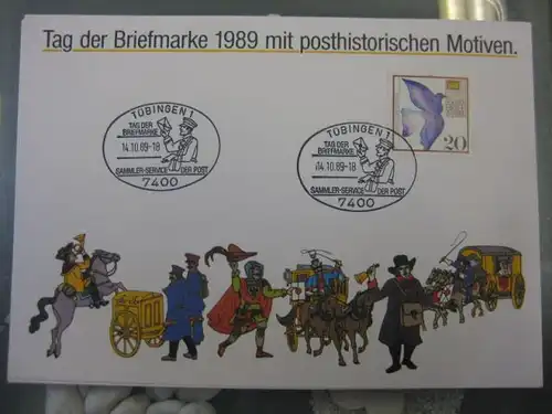 Gedenkblatt / Erinnerungsblatt / Stempelblatt / Ausstellungsblatt / Sonderblatt der Deutsche Post AG: Tag der Briefmarke 1989, Tübingen
