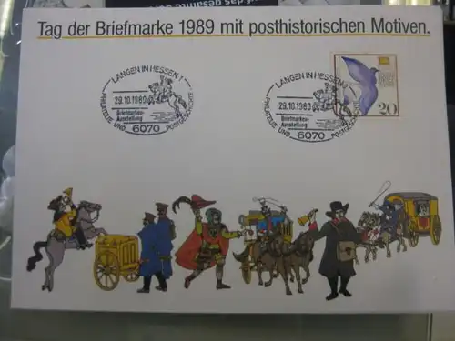 Gedenkblatt / Erinnerungsblatt / Stempelblatt / Ausstellungsblatt / Sonderblatt der Deutsche Post AG: Tag der Briefmarke 1989, Langen in Hessen