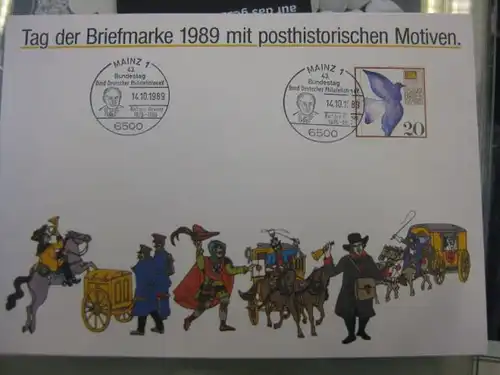 Gedenkblatt / Erinnerungsblatt / Stempelblatt / Ausstellungsblatt / Sonderblatt der Deutsche Post AG: Tag der Briefmarke 1989, Mainz