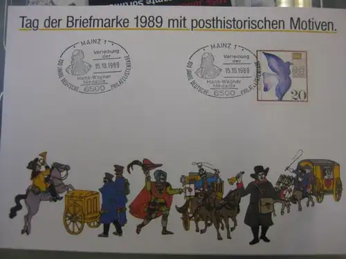 Gedenkblatt / Erinnerungsblatt / Stempelblatt / Ausstellungsblatt / Sonderblatt der Deutsche Post AG: Tag der Briefmarke 1989, Mainz