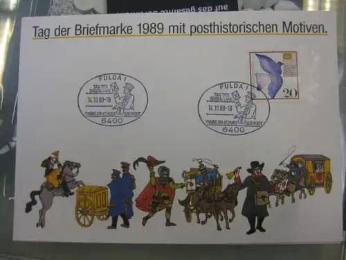 Gedenkblatt / Erinnerungsblatt / Stempelblatt / Ausstellungsblatt / Sonderblatt der Deutsche Post AG: Tag der Briefmarke 1989, Fulda