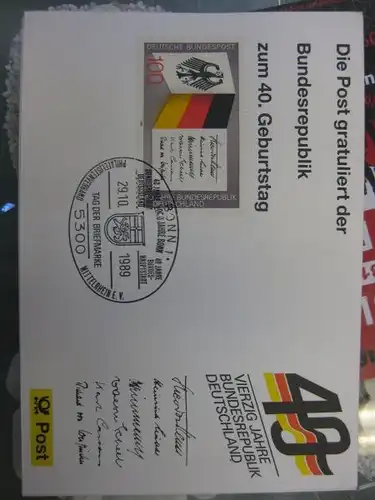 Maximumkarte /Gedenkblatt / Erinnerungsblatt / Stempelblatt / Ausstellungsblatt / Sonderblatt der Deutsche Post AG: 40 Jahre Bundesrepublik Deutschland, Berlin