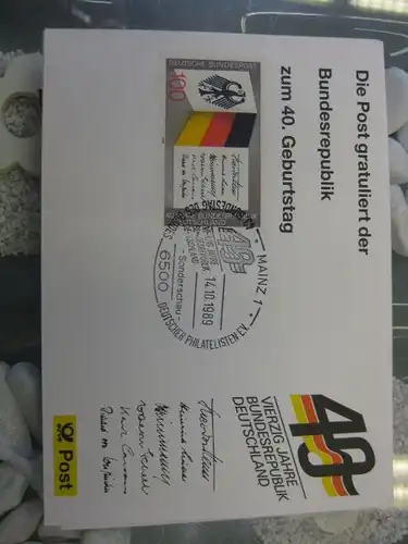 Maximumkarte /Gedenkblatt / Erinnerungsblatt / Stempelblatt / Ausstellungsblatt / Sonderblatt der Deutsche Post AG: 40 Jahre Bundesrepublik Deutschland, Mainz