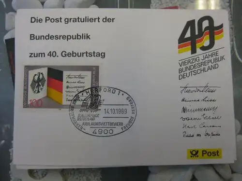 Maximumkarte /Gedenkblatt / Erinnerungsblatt / Stempelblatt / Ausstellungsblatt / Sonderblatt der Deutsche Post AG: 40 Jahre Bundesrepublik Deutschland, Herford