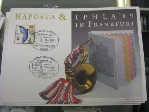 Stempelkarte, Erinnerungskarte, Sammelkarte, Ausstellungskarte der Post: NAPOSTA & IPHLA `89 in Frankfurt