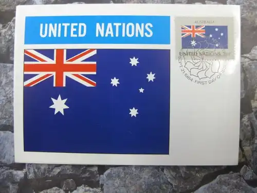 MK Maximumkarte UNO New York Flaggen 1982 Australien