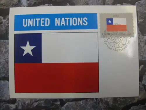 MK Maximumkarte UNO New York Flaggen 1982 Chile