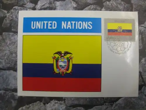 MK Maximumkarte UNO New York Flaggen 1982 Ecuador