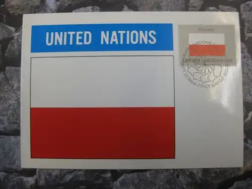 MK Maximumkarte UNO New York Flaggen 1982 Polen