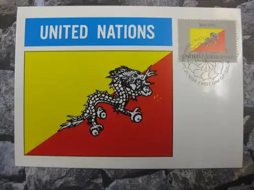 MK Maximumkarte UNO New York Flaggen 1982 Bhutan