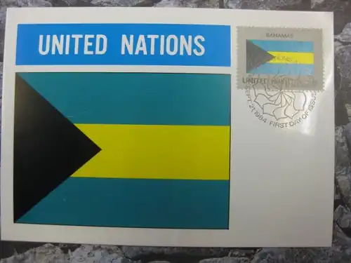 MK Maximumkarte UNO New York Flaggen 1982 Bahamas