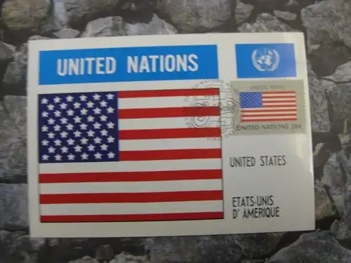 MK Maximumkarte UNO New York Flaggen 1982 U.S.A.Vereinigte Staaten von Amerika