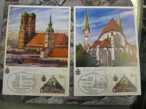Maximumkarte Bundesrepublik Deutschland :
 Papstbesuch in Deutschland 1987, Papst Johannes Paul II in Deutschland, Katrenserie von 11 MK