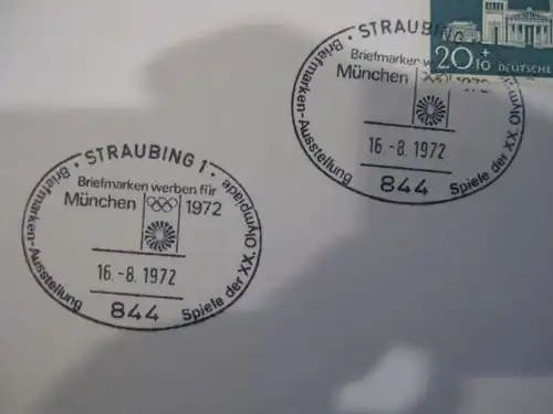 Stempelkarte mit Sonderstempel Staubing; Spiele der XX. Olympiade München 1972