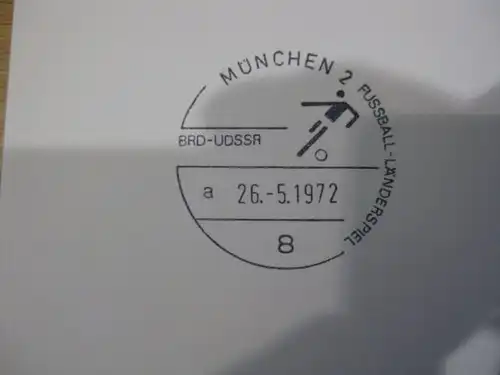Stempelkarte mit Sonderstempel: München; Fußball-Länderspiel BRD-UdSSR