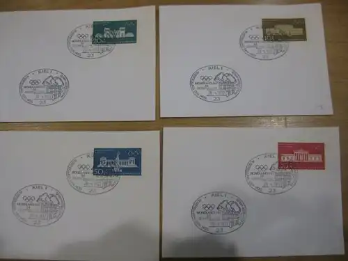 Stempelkarte mit Sonderstempel: Kiel, Ersttagsstempel Mondlandung im Olympiajahr APOLLO 16 Olympiamarken