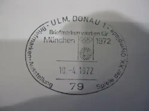 Stempelkarte mit Sonderstempel: Ulm, Spiele der XX. Olympiade